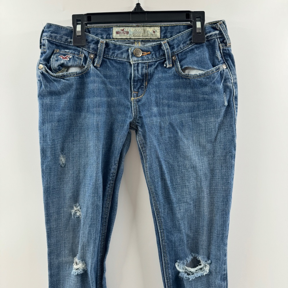 Hollister Y2K Low Rise Jeans Medium Wash 100% Cotton Size 1 Short - Picture 3 of 8